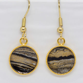 Nepalese Lokta Marbled Gold Silver on Black Gold Plated Earrings
