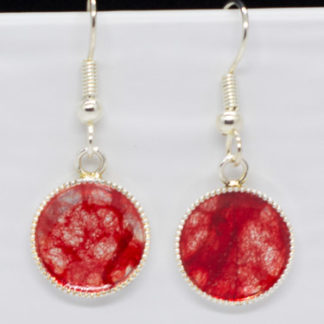 Japanese Ogura Lace Cardinal Red SIlver Plated Earrings