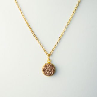 Druzy Agate Necklace - Rose Gold