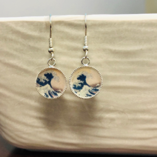 Hokusai The Great Wave off Kanagawa Silver Plated Earrings