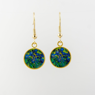 Irises by Vincent van Gogh Gold Plated Earrings
