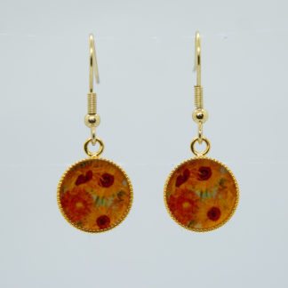 Sunflowers by Vincent van Gogh Gold Plated Earrings