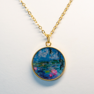 Water Lilies by Claude Monet Gold Plated Necklace