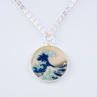Hokusai The Great Wave off Kanagawa Silver Plated Necklace